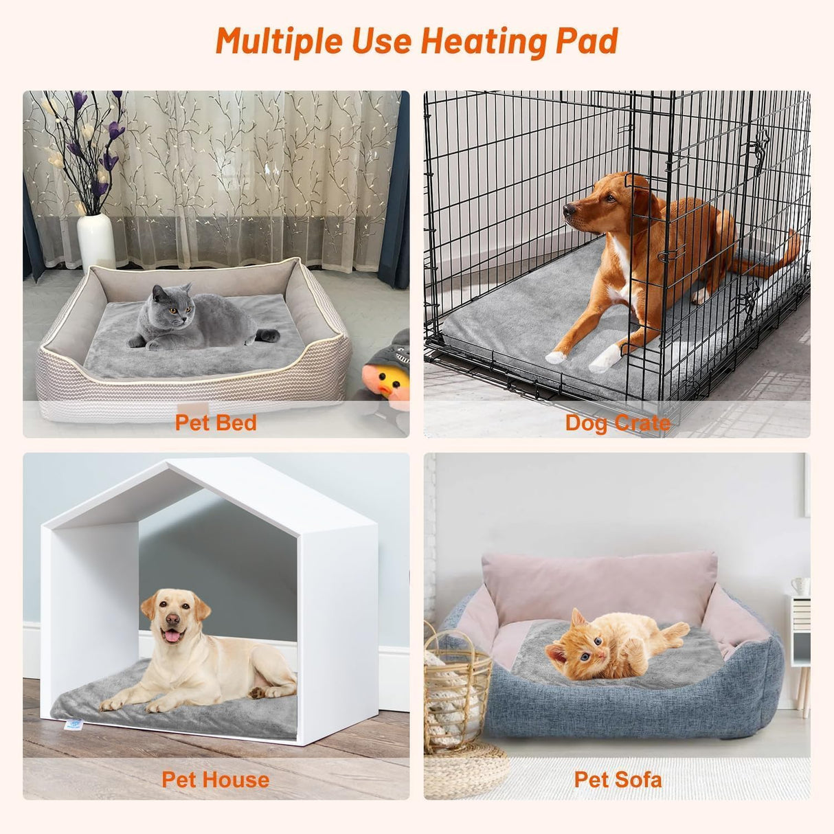 Pet Heating Pad for Dogs and Cats, 9 Adjustable Temperature Dog Heating Pad, Electric Heated Dog Bed, Heated Blanket for Dogs with Chew Resistant Cord for Dog Cat Animal, 28x18 Inch