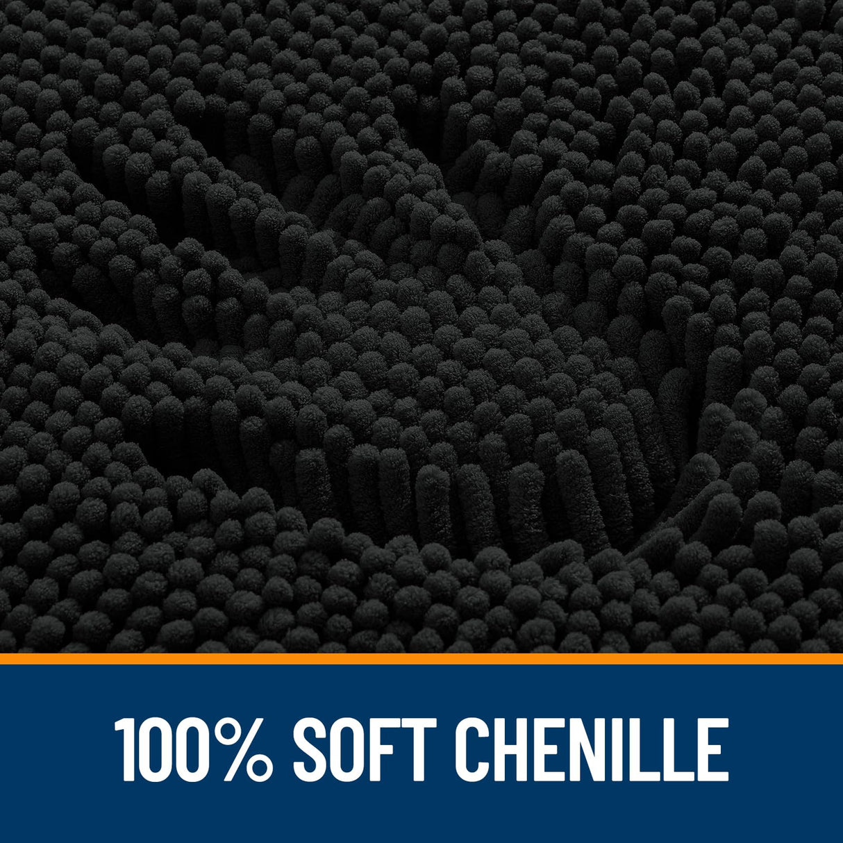 Black Bathroom Rug 30x20, Extra Soft Absorbent Chenille Bath Rugs, Rubber Backing Quick Dry, Machine Washable Bath Mats for Bathroom Floor, Tub and Shower, Home Decor Accessories