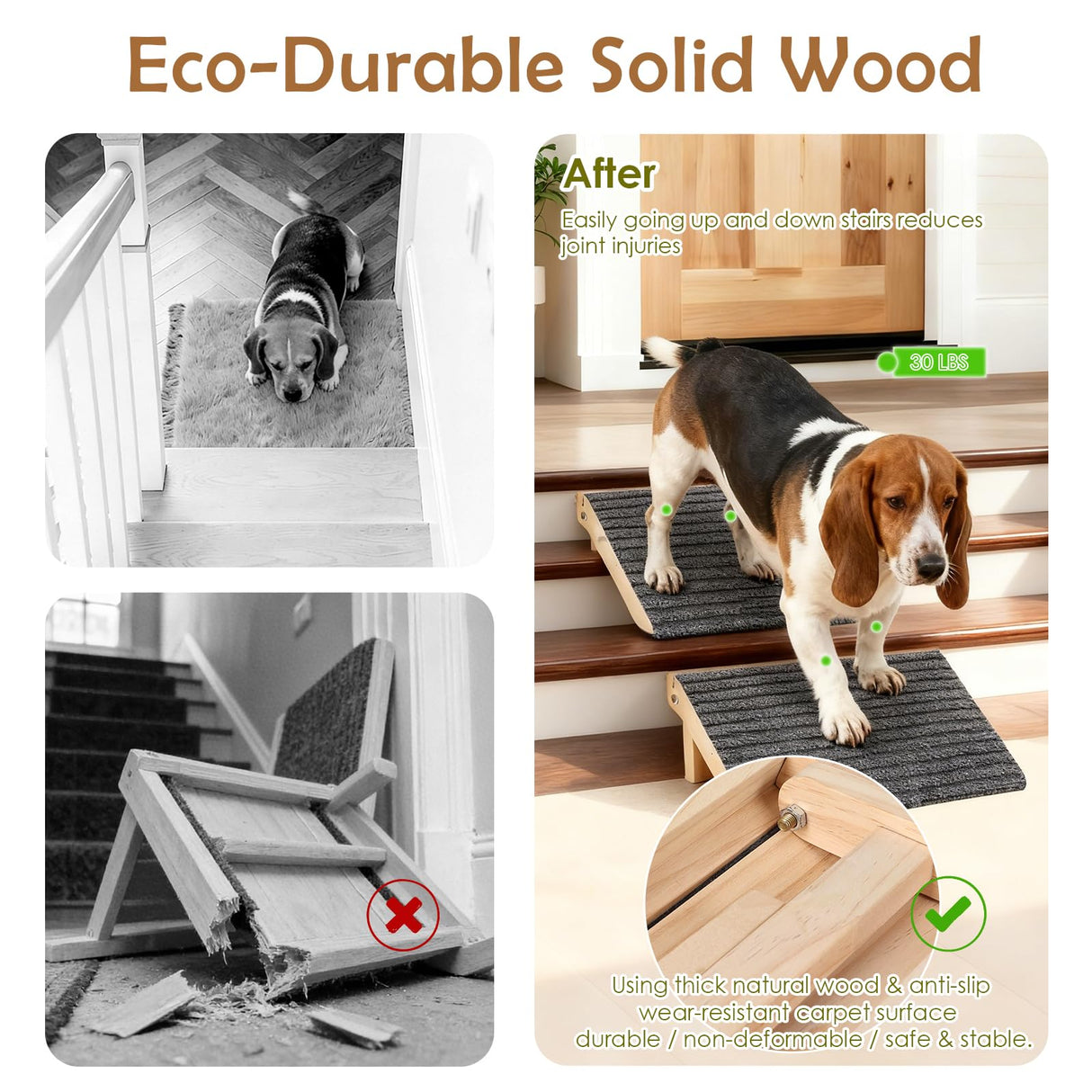 3 Pack Dog Ramp for Stairs, Anti-Slip Pet Step for Small Dogs with Soft Carpet Surface, Folding Portable Indoor/Outdoor Pet Steps for Stairs, Dog Stairs for Senior/Arthritis Dogs (Pet Firendly)