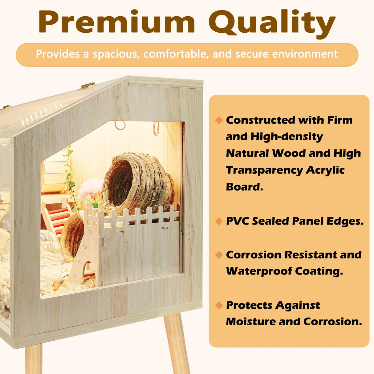 Prolee Hamster Cage with Legs, Guinea Pig Cages Chew Proof, Hamster House, Hamster Cages and Habitats, 40" L x 20" W x 47.6" H