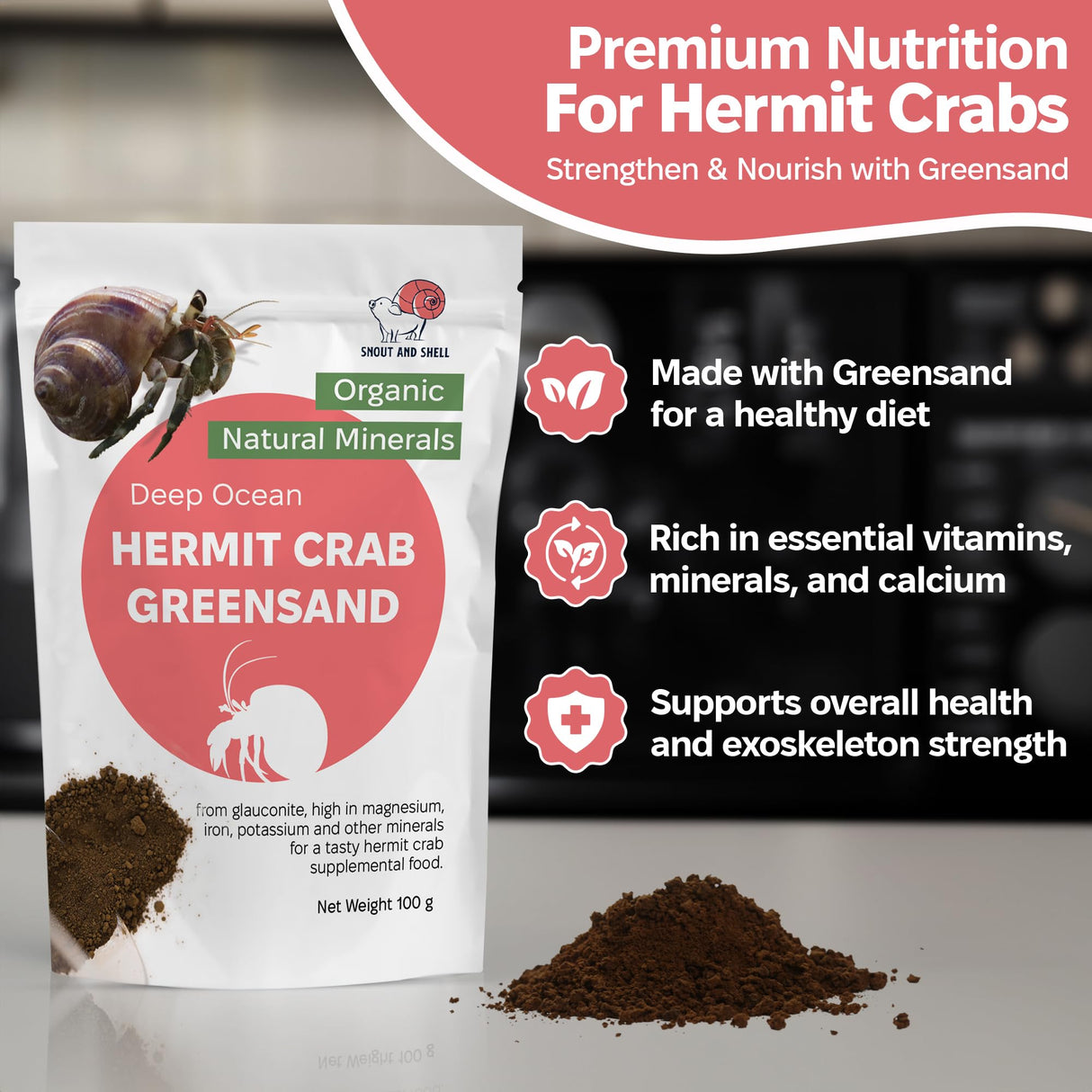 Snout and Shell Hermit Crab Food Bundle (Farm and Meadow, Fruity Breakfast Blend, Crabby Bug Blend, Greensand)