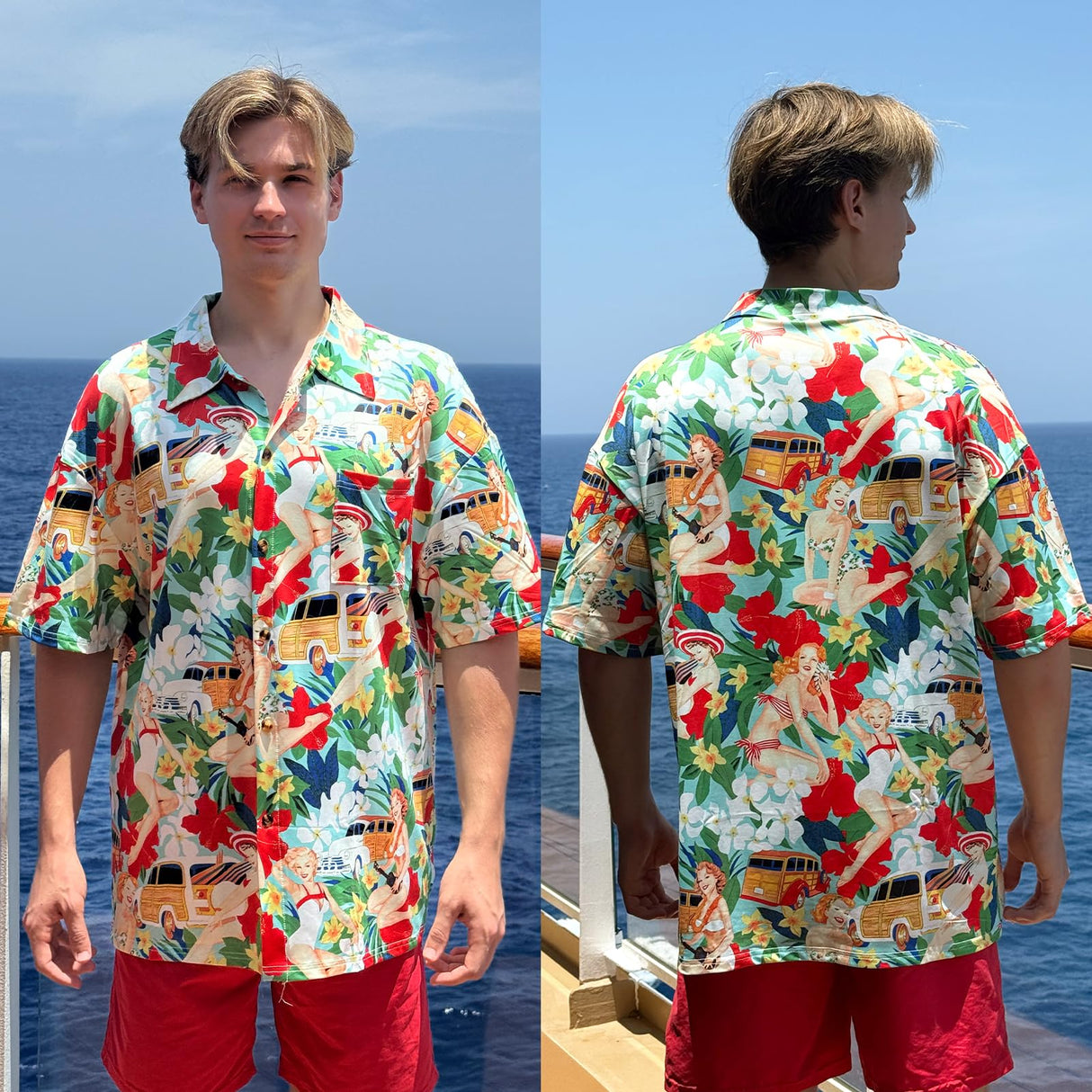 Dog Shirt Hawaii Breathable Cool Beach Style T-Shirt Dog Clothes for Medium to Large Dogs Owners and Pet Shirts Sold Separately,XL Red Girl