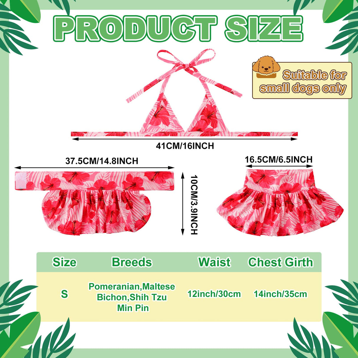 Amylove 4 Pack Summer Themed Dog Bikini for Small Dogs Bathing Suits for Puppy Doggies Swimsuit Dog Bathing Dress Pet Skirts Hawaii Puppy Dresses for Girl Small Dogs Cats Beach