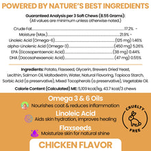 Load image into Gallery viewer, Omega 3 for Dogs - 180 Soft Chew Omega Treats for Skin and Coat - Fish Oil Blend of Essential Fatty Acids, Omega 3 and 6, Vitamins, Antioxidants and Minerals - Made in USA
