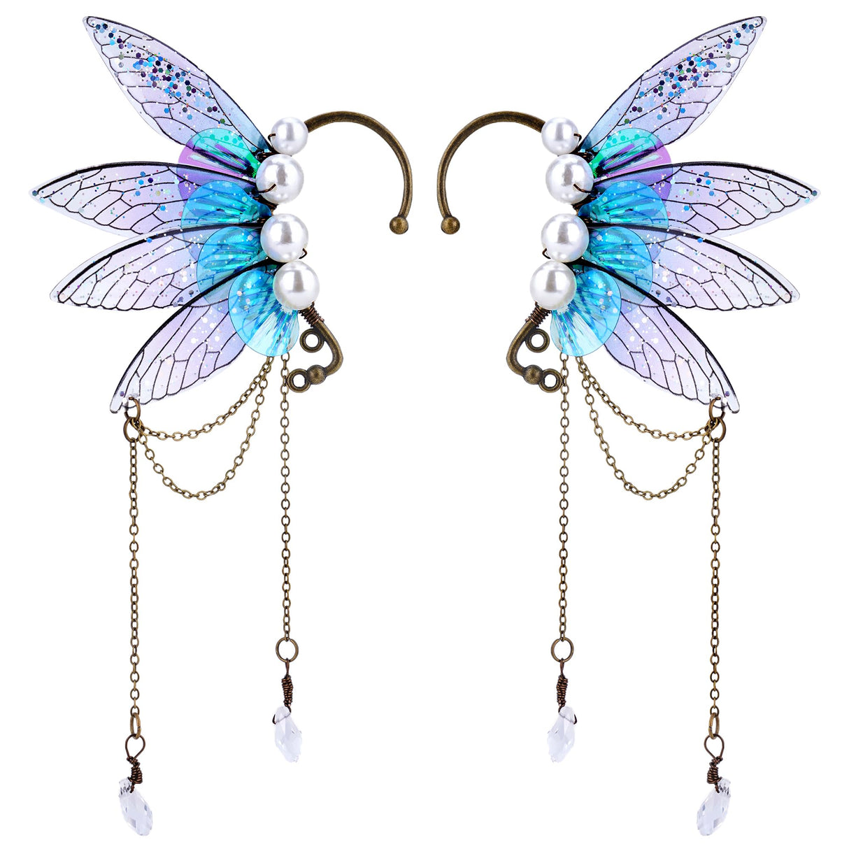 FRESHME Fairy Butterfly Elf Ear Cuffs - Vintage Butterfly Wings Non Piercing Elven Ear Cuffs Clips for Women Valentine Christmas Renaissance Halloween Custome Wedding Cosplay Prom Accessories