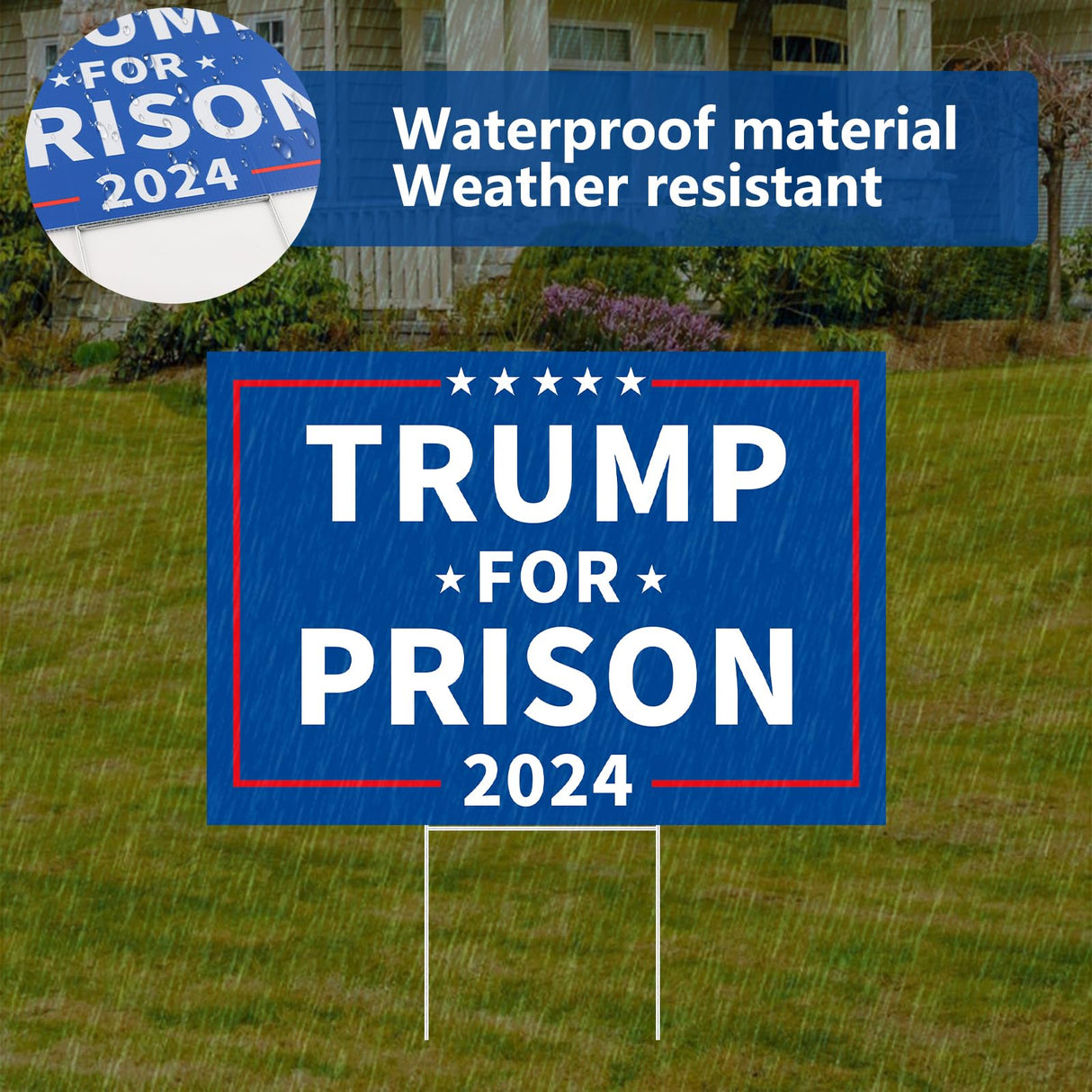 Probsin Anti Trump Yard Sign with Metal H Stakes Double Sided 12" x 17" Trump for Prison 2024 Blue Signs Outdoor Decorations for Indoor Outdoor Lawn, Garden, Window, Party Supplies