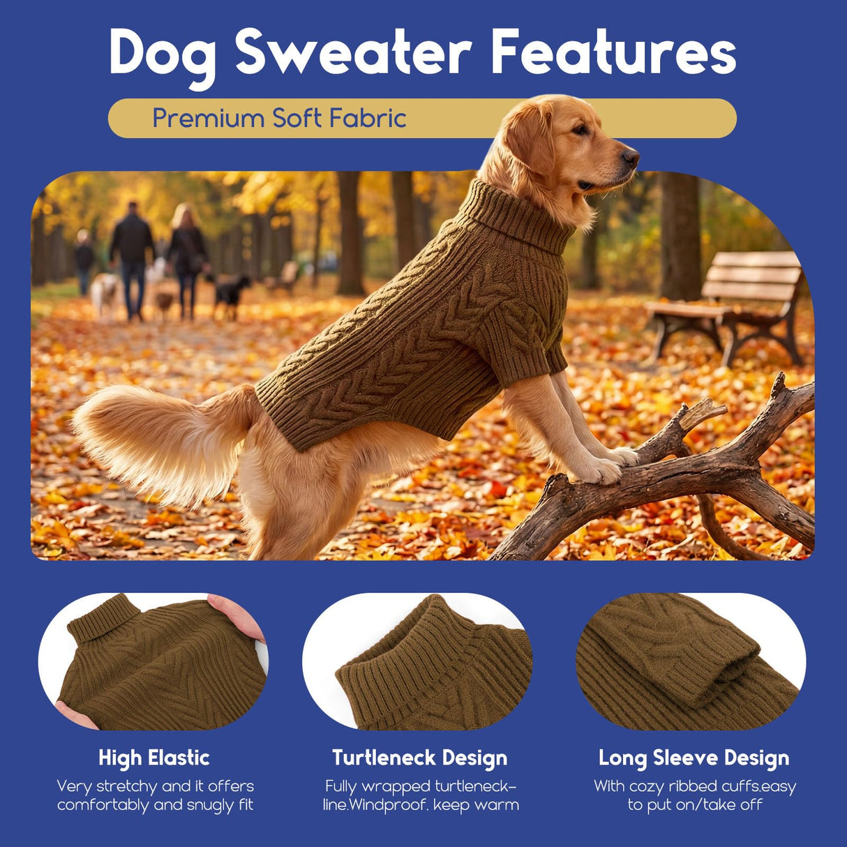 ASENKU Dog Sweater, Dog Sweaters for Medium Dogs, Warm Pullover Doggie KnitTurtleneck Warm Clothes for French Bulldog, Boston Terrier(Coffee, M)
