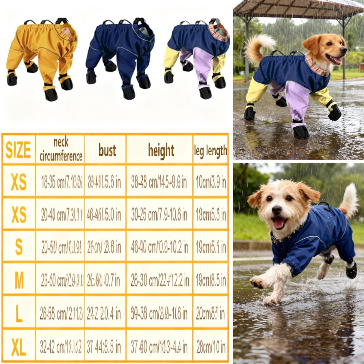 2026 Dog Snowsuit with Attached Boots,Dog Snowsuit with BootsFull Leg & Paw Protection,for Small Medium Dogs in Snow,Rain&Mud (Dark Blue,XL)