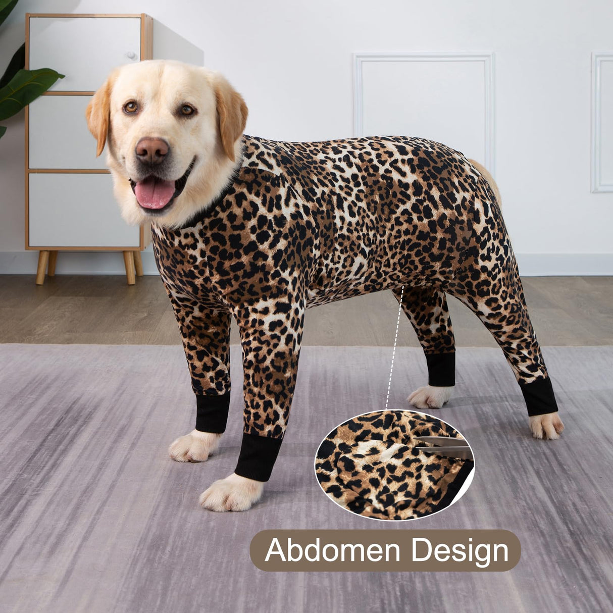 Recovery Suit for Large Medium Dogs After Surgery, Soft Breathable Anti Licking Dog Onesie E-Collar & Cone Alternative, Pet Bodysuit for Preventing Hair Loss Full Cover Wound(XL, Leopard Print)