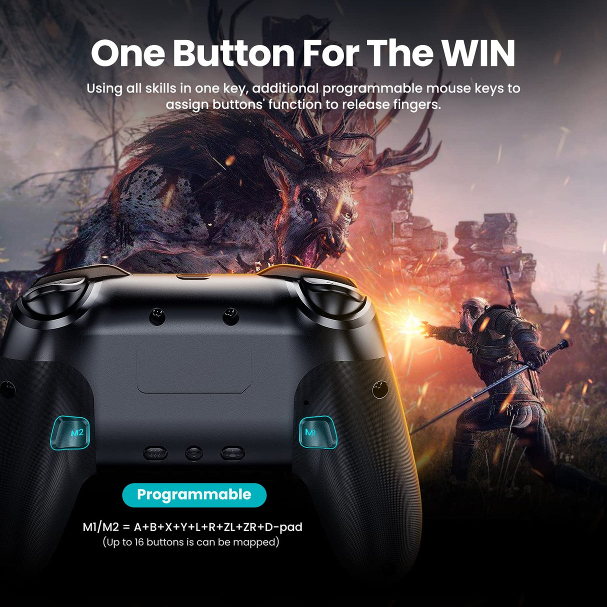 Switch Controller Wireless, Pro Controllers Compatible with Switch/Lite/OLED/PC, One-Key Pairing Gamepad with 9-Color RGB LEDs 1000mAh Battery 6-Axis Motion Wake Up Function