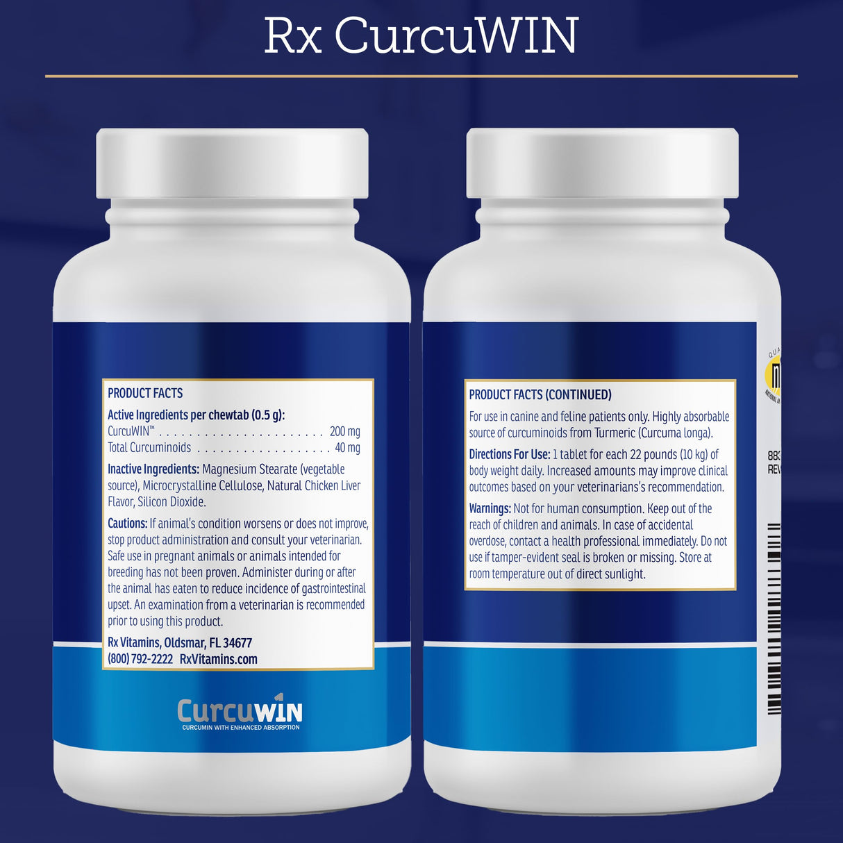 Rx Vitamins CurcuWIN - Curcumin for Dogs & Cats - Vitamins and Supplements, Allergy Relief - Provides Immune Support & Aids Digestive Support - Joint Supplement - 90ct