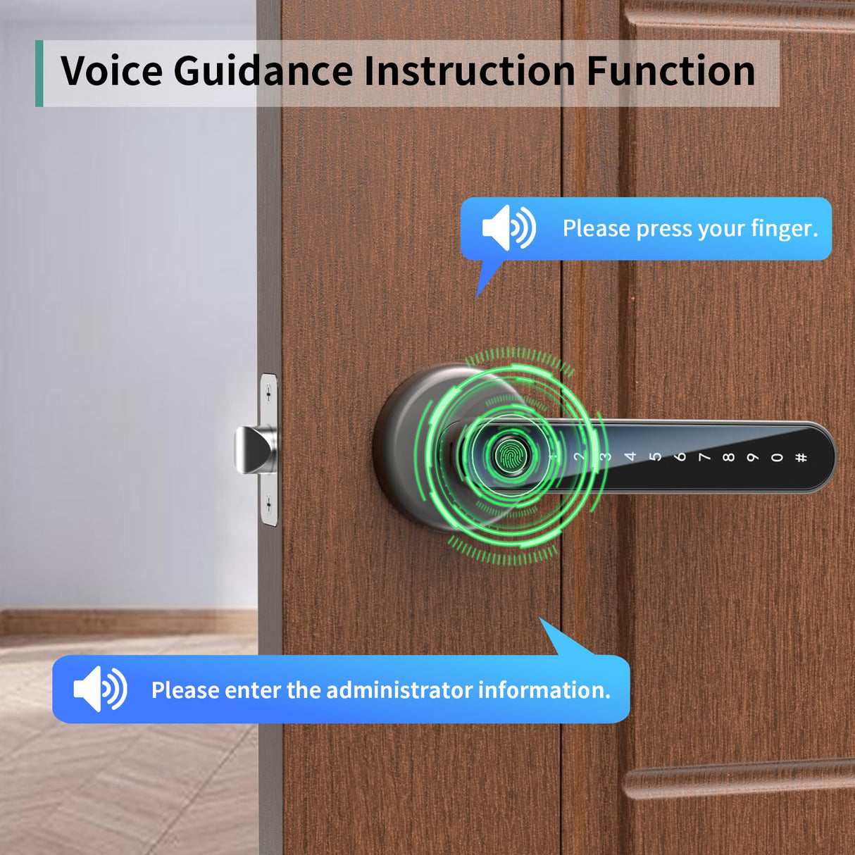 IRONZON Fingerprint Door Lock Biometric Door Lock with Keypad with Handle for Home Hotel Office Apartment Bedroom Gray