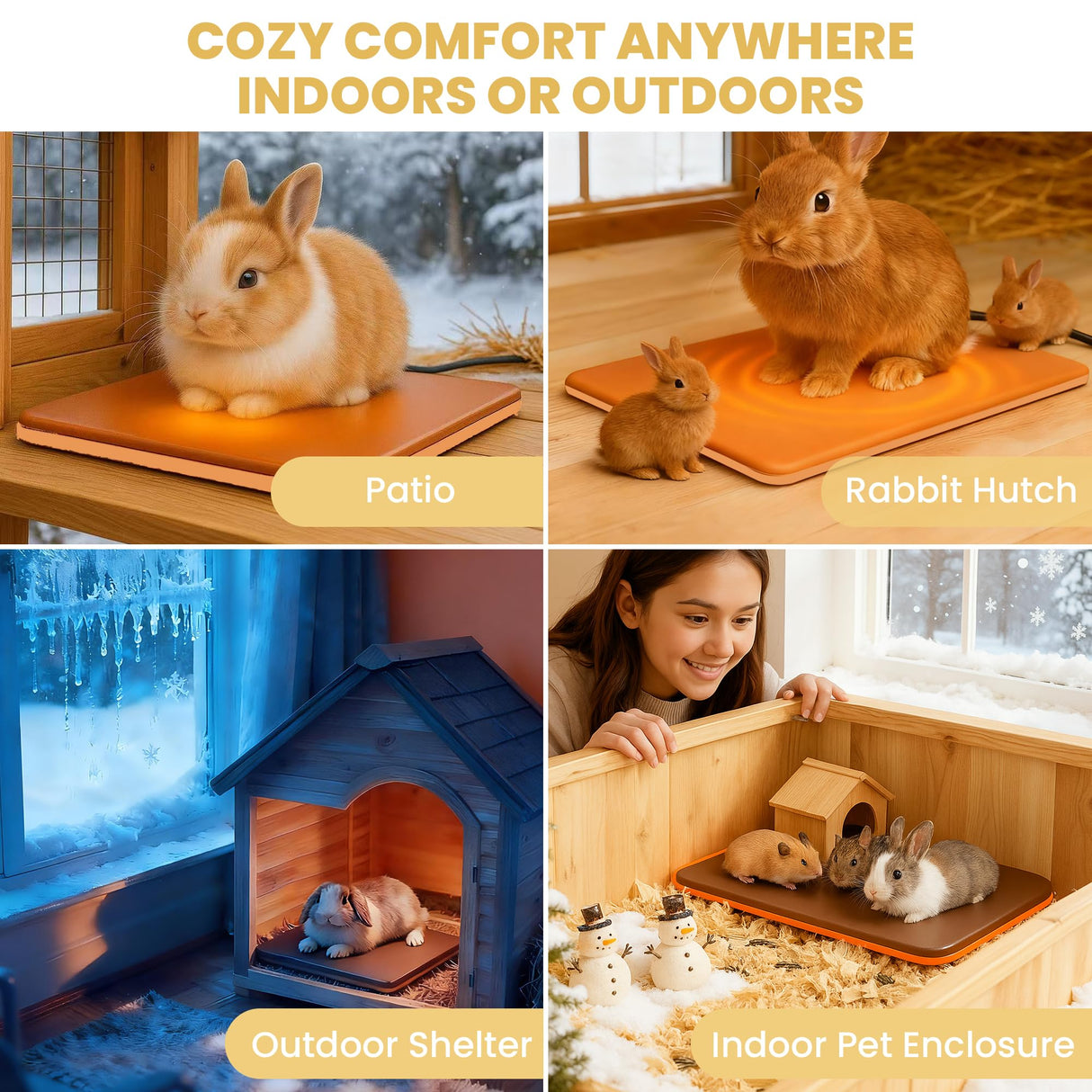 PetTemp Small Animal Heating Pad, Small Animal Bed, Outdoor/Indoor Winter Thermal Heating Pad for Rabbits, Guinea Pigs & Chickens, Waterproof & Chew-Resistant, Energy-Efficient (S:11.8" x 8.2“)
