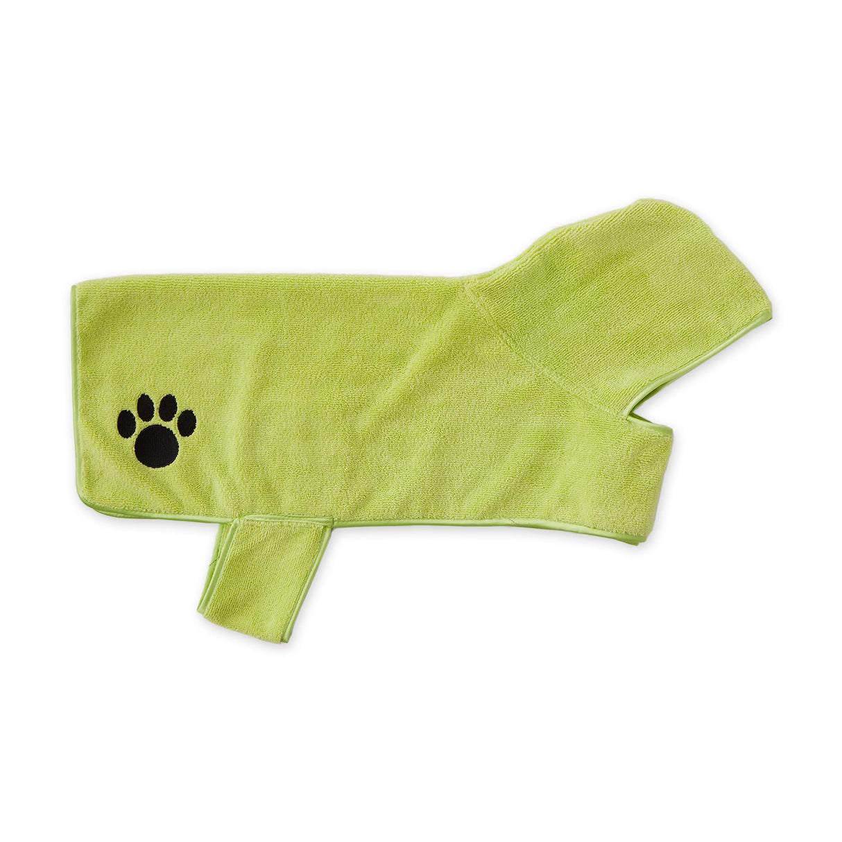 Bone Dry Pet Robe Collection, Embroidered Absorbent Microfiber Bath Robe with Adjustable Closure, for Dogs & Cats, Medium, Lettuce Green
