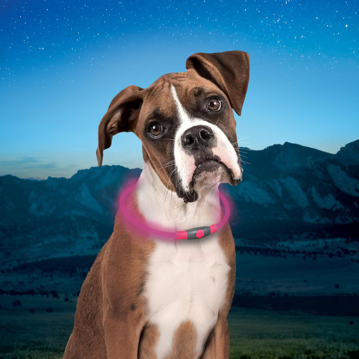 Nite Ize NiteHowl Rechargeable LED Safety Necklace - Dog Light for Dog-Walking Gear - Weather-Resistant Design - 5 Hours Runtime - Cut to Fit from 12” to 27” - Tie Dye Pink