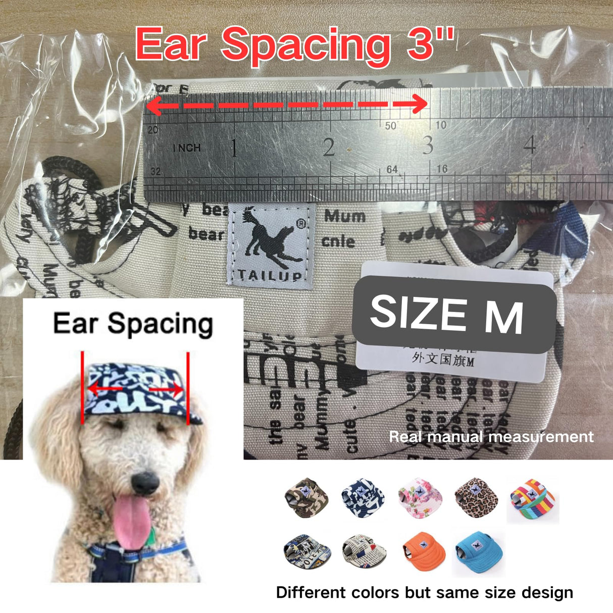 Harikaji Dog Hat,Dog Sunscreen Hat Baseball Cap Outdoor Sports Hat with Ear Holes and Chin Strap Adjustable Hat for Small and Medium Dog (M, British Style)