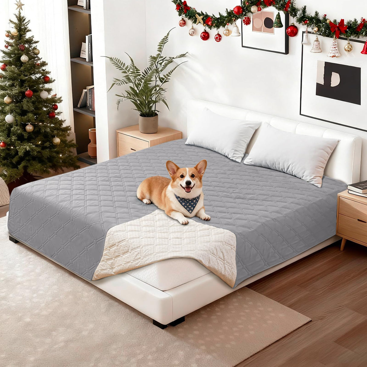 CYCMACO Waterproof Couch Covers for Pets, Waterproof Dog Bed Cover, Anti-Slip Soft Dog Blankets, Couch Cover for Dogs Washable, Pet Blanket for Puppy Large Dogs Cat (82x120 Inch, Light Grey)