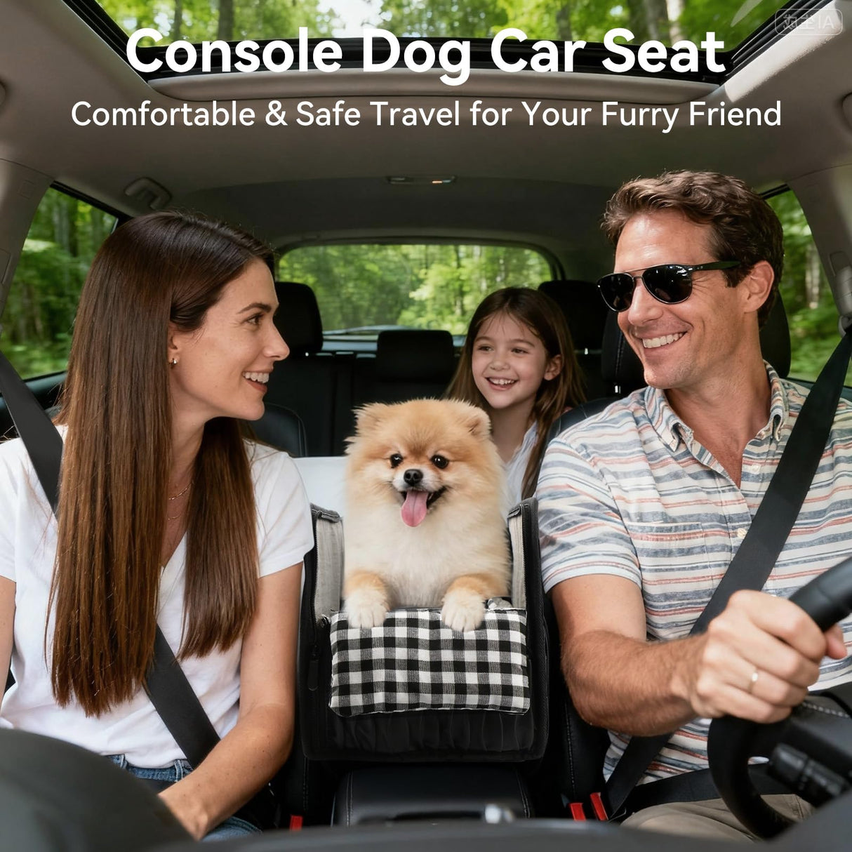 Nibnozy Center Console Dog Car Seat - Portable Armrest Booster Car Seats for Small Dogs, Detachable Washable Pet Carriers Puppy Essentials- Support Pet Up to 11lbs
