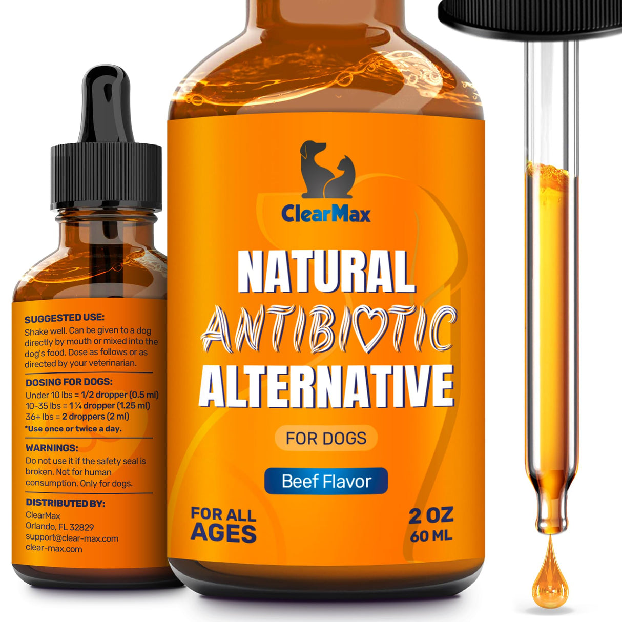 Natural Antibiotics for Dogs for Allergies, Infections, Coughs, Digestive Moments β Dog Antibiotics with Beef Flavor May Support Urination and Breathing β Organic Composition with Cranberry β 2 Oz