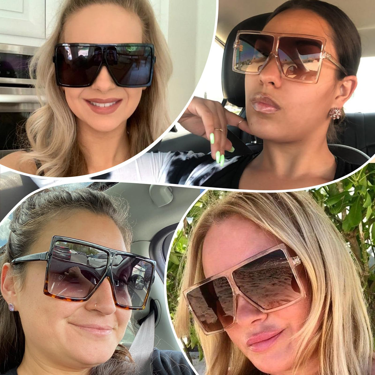GRFISIA Square Oversized Sunglasses for Women Men Flat Top Fashion Shades