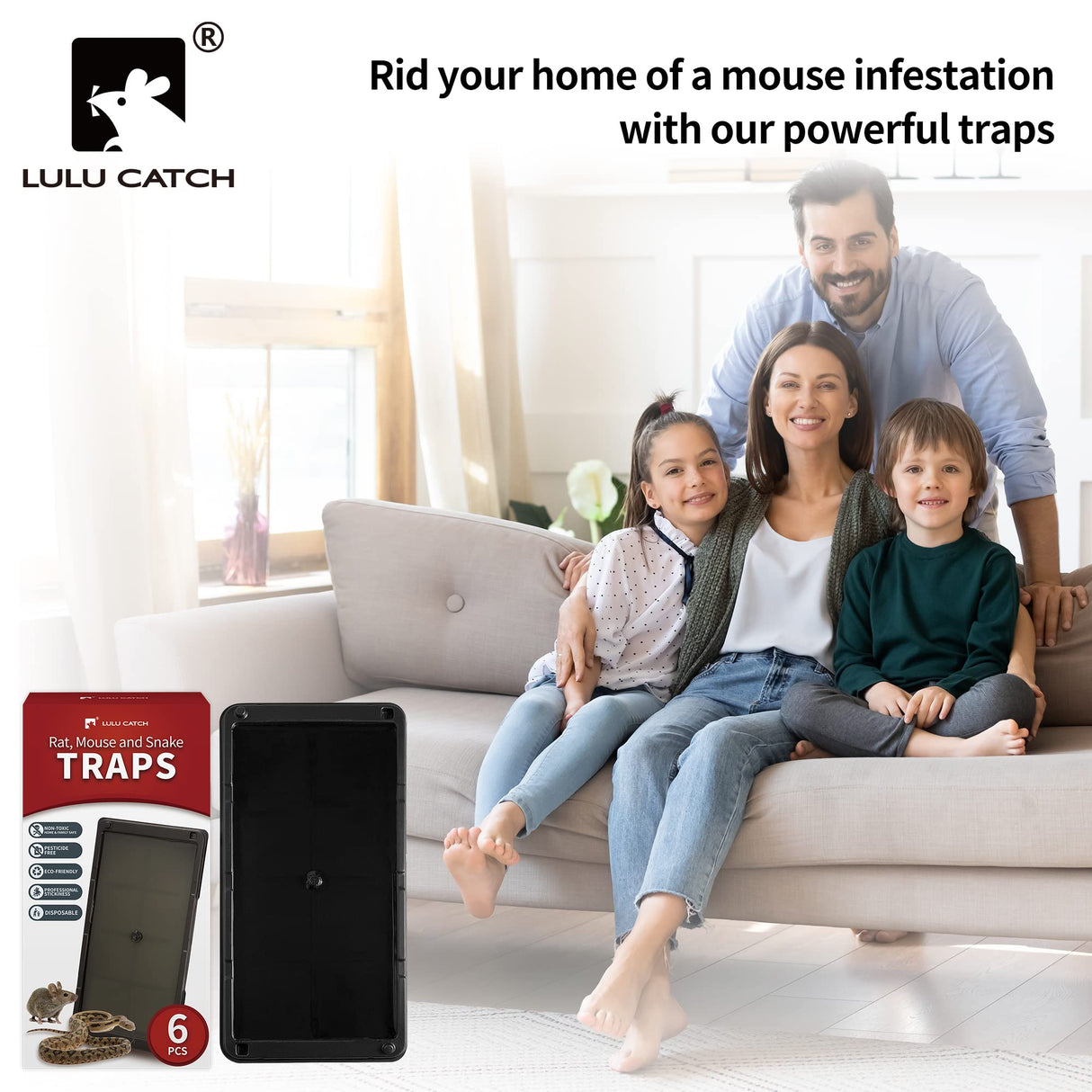 LULUCATCH Super Glue Traps for Mice & Snakes, Larger, Heavier Sticky Traps with Non-Toxic Glue. Sticky Mouse Traps Indoor, Easy to Se (20 Pac)