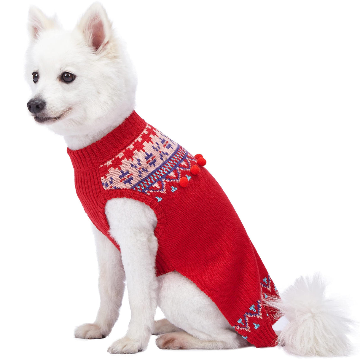 Blueberry Pet Icelandic Lopi Pullover Dog Sweater in Holiday Red, Back Length 16", Pack of 1 Clothes for Dogs