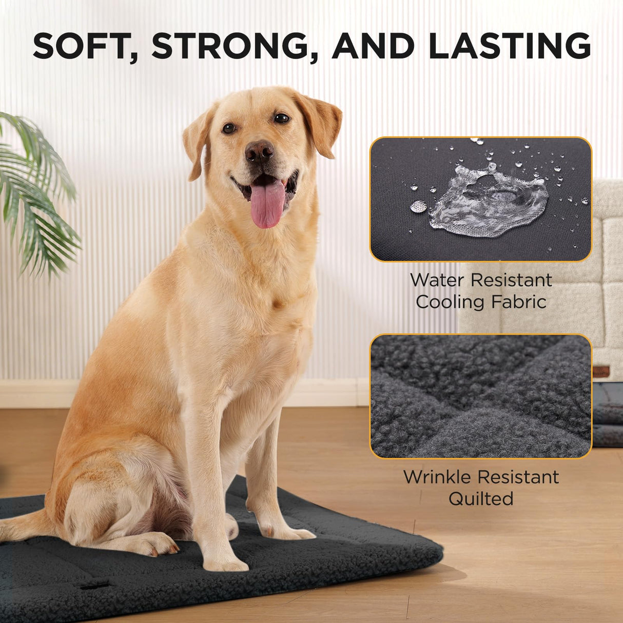 Joydeco Low Profile Dog Crate Mat Reversible Bed Pad, Washable Dog Pad Mat with Ultra Soft Fleece, Compact Design Kennel Beds Mats for Large Medium Small Pets, 36" x 27" Dark Gray