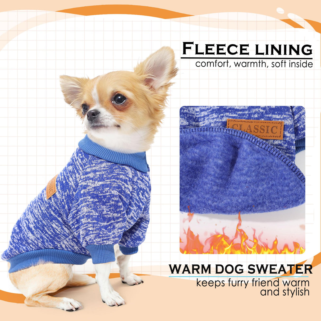 2 Pieces Dog Sweaters for Small Dogs Dog Clothes Female Winter Fleece Puppy Sweaters Warm Pet Outfit for Yorkie, Chihuahua, Bulldog, Dachshund, Pug