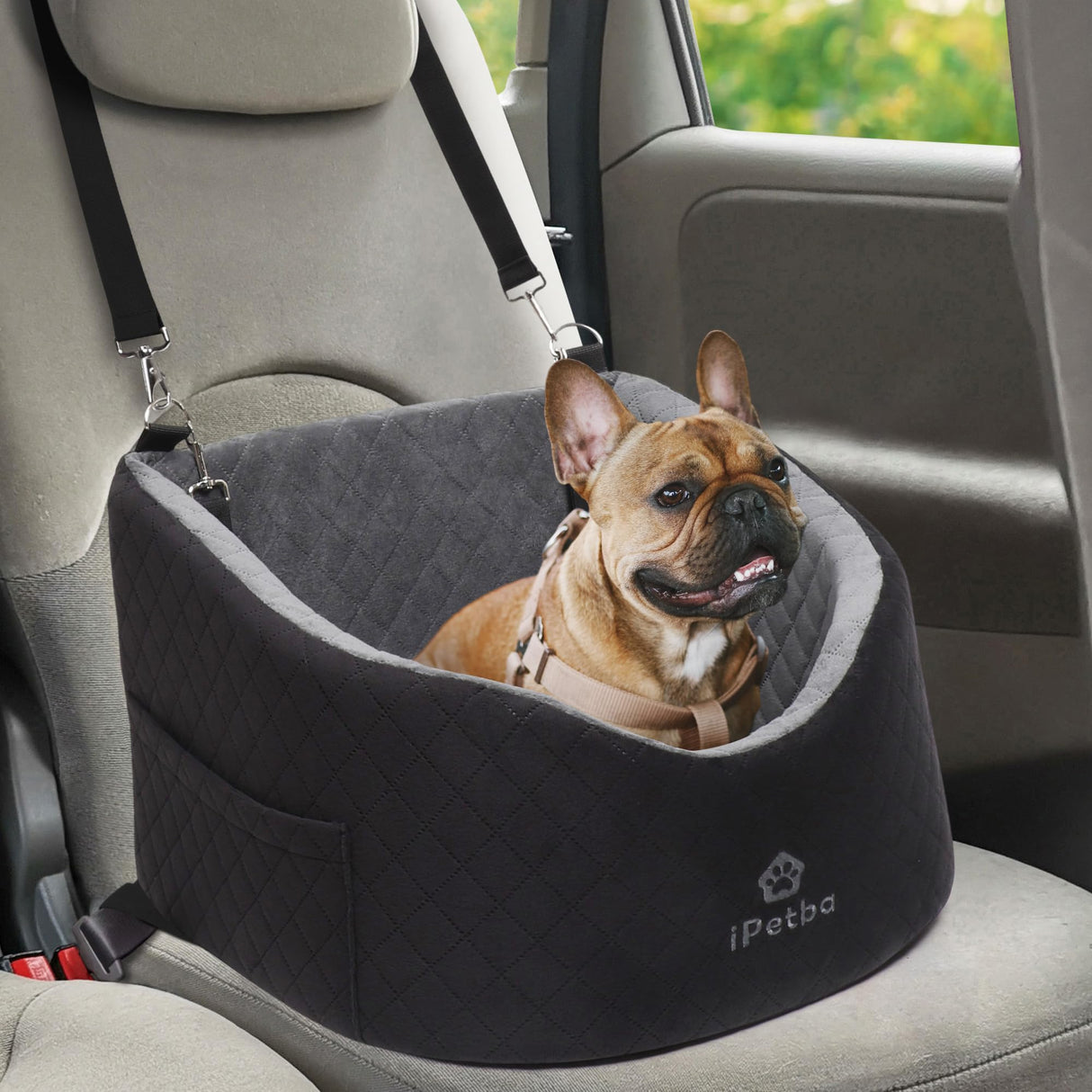 iPetba Dog Car Seat for Small & Medium Dogs - Crash-Protective, Non-Slip, Protects Car Interior, Detachable & Washable