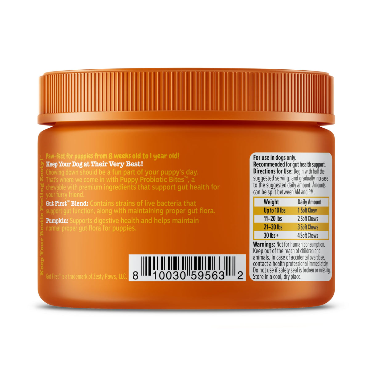 Zesty Paws Puppy Probiotics for Dogs - for Digestive Health, Gut Flora & Immune System Support - Dog Probiotics for Puppies with Bacillus subtilis & Pumpkin - 90 Count