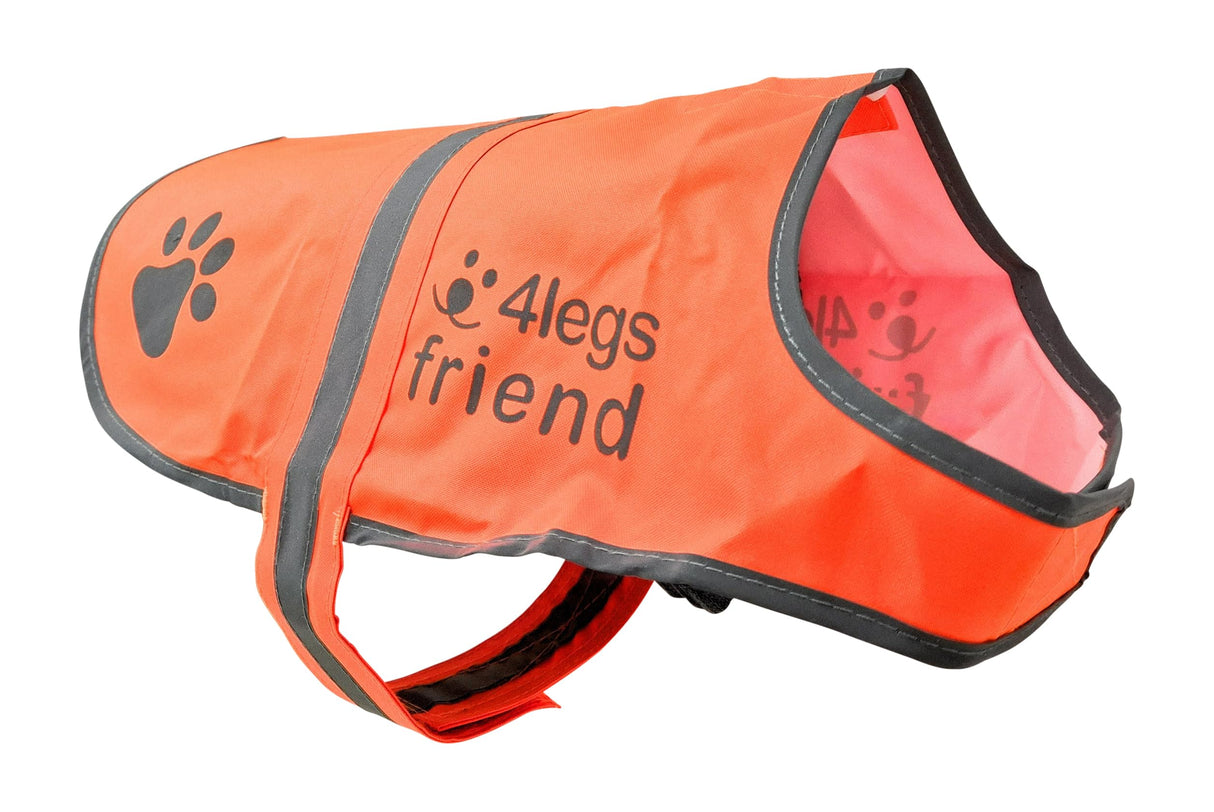 4LegsFriend Reflective Dog Vest. Hi-Visibility, Blaze Orange Oxford 300D Waterproof Dog Vest Helps Protect Your Best Friend. Safeguard Your PUP from Motorists & Hunting Accidents, On or Off Leash