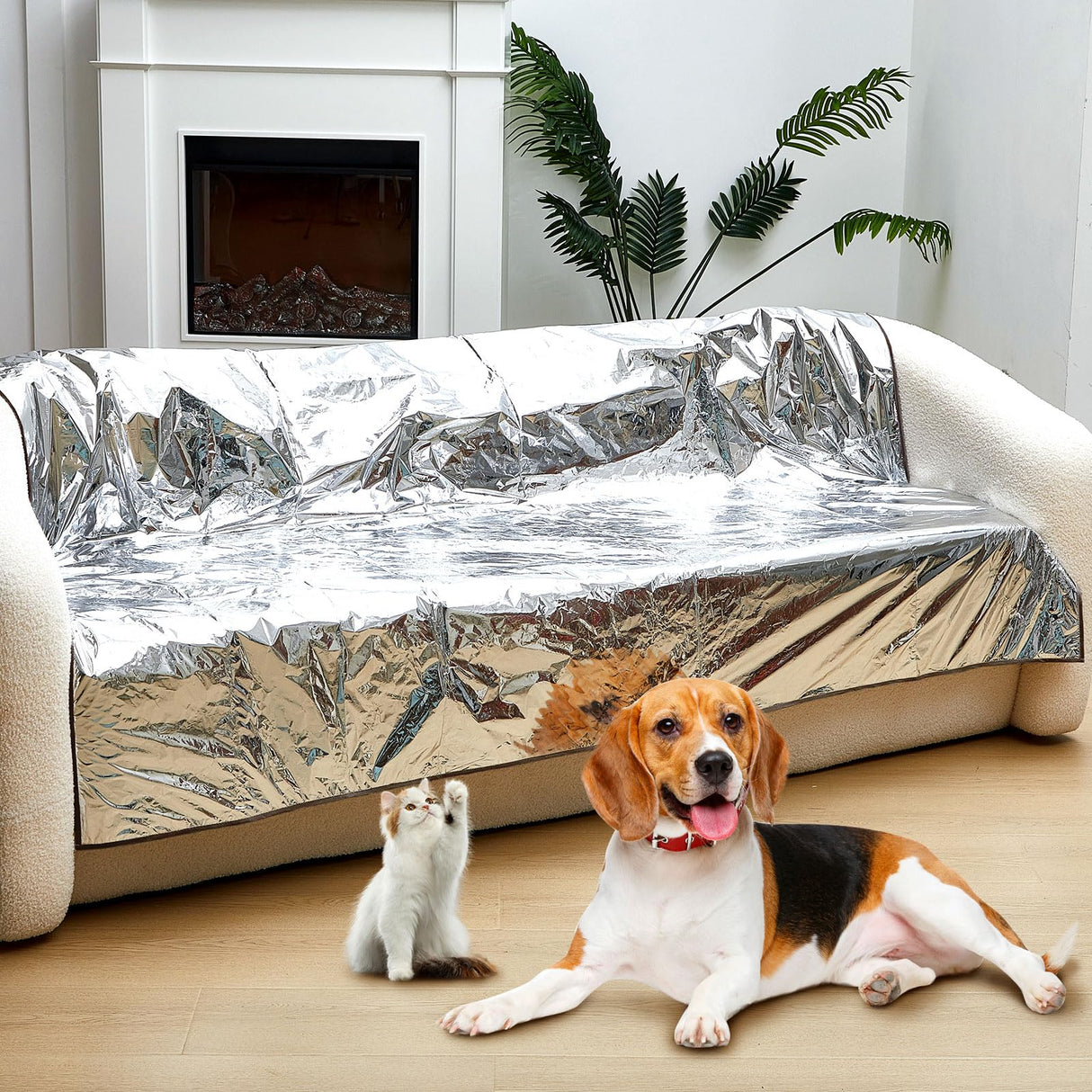 Kigley 2 Pcs Pet Deterrent Mat to Keep Dogs Off Couch, Non-Electric Cat & Dog Deterrent Mat Pain Free Couch Covers to Keep Pets Off Furniture Bed Indoor (72" × 56.3",Coffee)