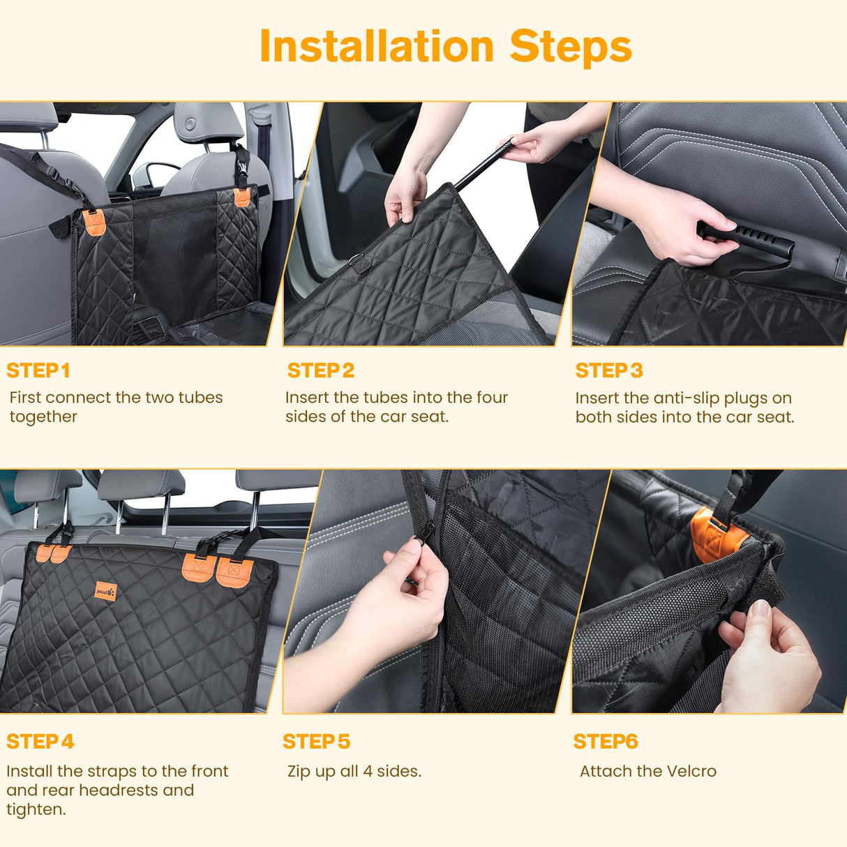 Pecute Heavy-Duty Dog Car Seat & Back Seat Extender –Hard PVC Support for Large Dogs up to 330 lbs – Cars, SUVs & Trucks – Scratch-Resistant Sofa Leather & Breathable Mesh for Safe, Stable Road Trips
