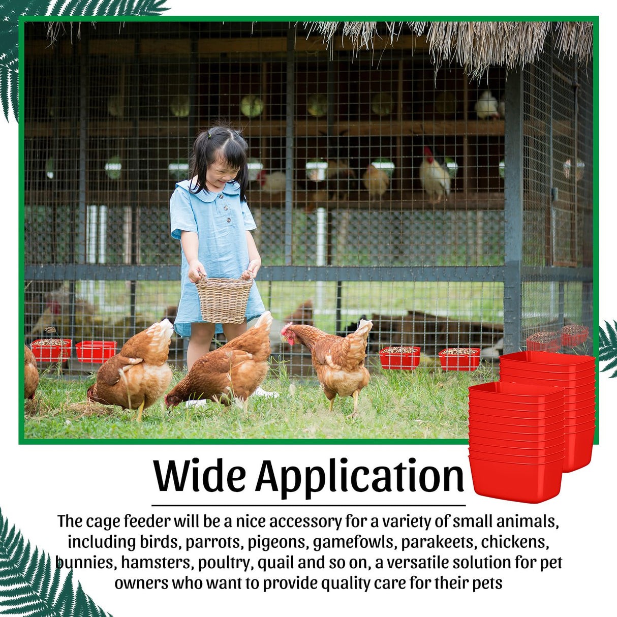 Zhehao 20 Pcs Bird Cage Cups Chicken Feeder Waterer Cups 18 oz Pigeon Feeder Plastic Poultry Wire Cage Hanging Rooster Chicken Water Bowl for Pet Bunny Gamefowl Poultry(Red)