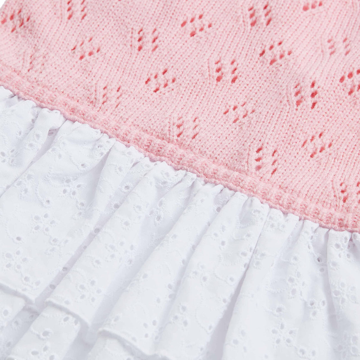 Blueberry Pet My Cutie Princess Ruffle Collar Dog Sweater Dress with Guipure Lace, Pink, Back Length 16", Fall Winter Clothes for Girl Dogs