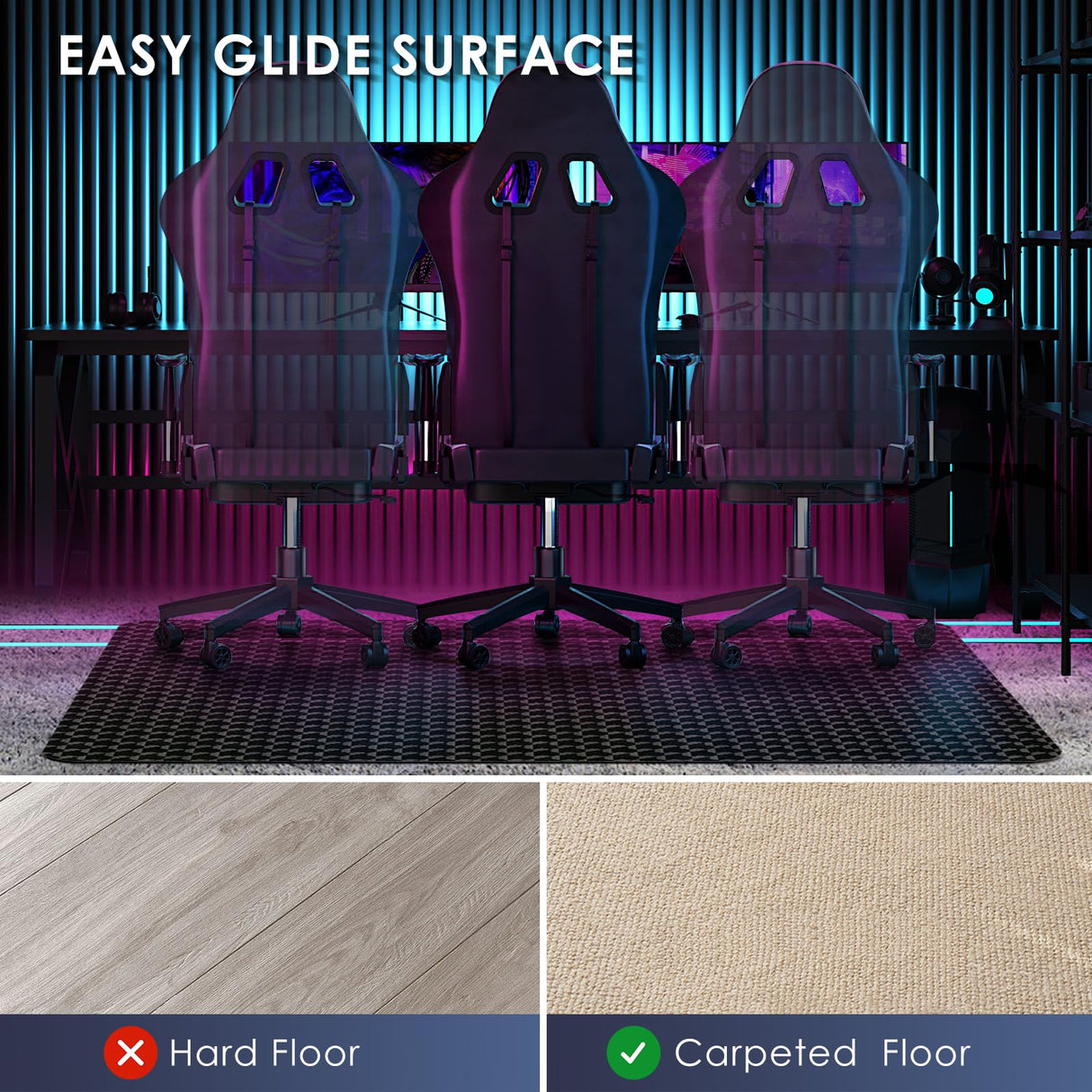 Vicwe Office Chair Mat for Carpet, 48"x36" Anti-Slip Waterproof Floor Protector Desk Chair Mat for Rolling Chairs, Heavy Duty Chair Mat with Studs,Easy Glide Floor Mat for Home,Gaming