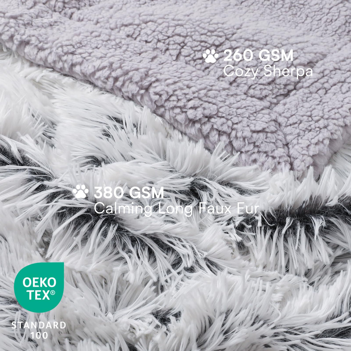Luciphia Large Waterproof Dog Blanket for Pet Washable Liquid Proof Bed Intimacy Protection Shaggy Plush Calming Long Faux Fur Couch Cover Calming Cat Throw Blankets, Mist Grey, 60" x 80"