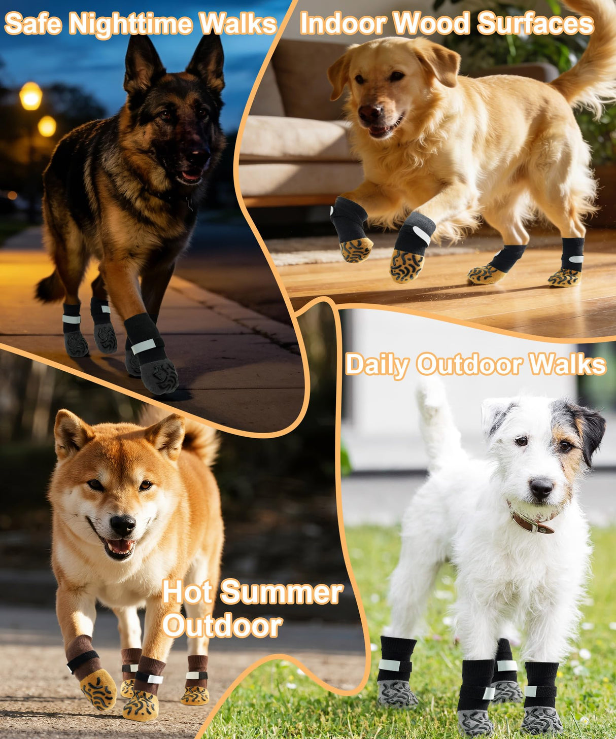 TwoAnt Non Slip Dog Socks with Grips, Dog Sock to Prevent Licking Paw for Senior Dogs, Dog Shoes for Hardwood Floors and Enhancing Traction, Paw Protector - Fits Small, Medium, Large Dogs - XS