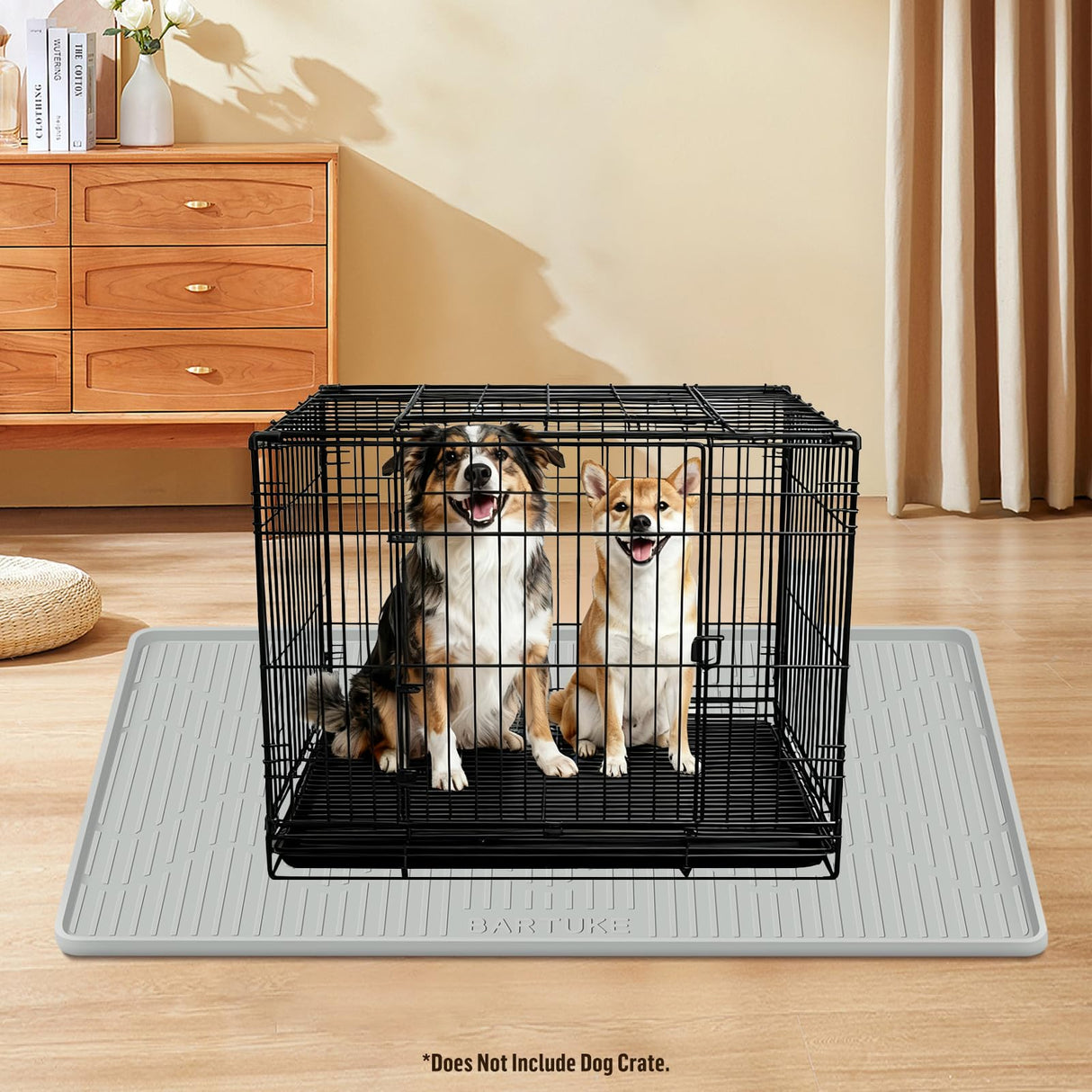 Bartuke Silicone Dog Crate Mat, 27" x 27" Crate Liner for Dog Cages, Kennel Mat with Raised Edge, Washable, Waterproof, Leakproof, Protect Floors