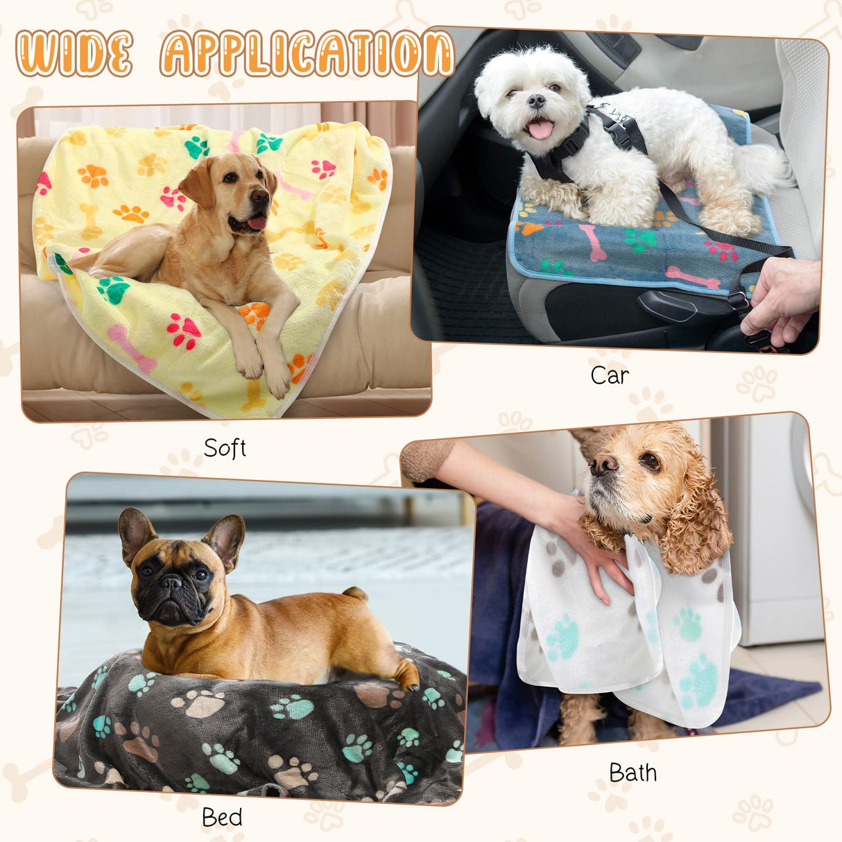 Hahafelt 20 Pcs Dog Blankets for Small Dogs 24 x 16 Inches Puppy Blankets with Paw Print Soft Fluffy Fleece Pet Sleep Mat Flannel Throw Washable for Small Dogs Puppy Cats, 10 Styles
