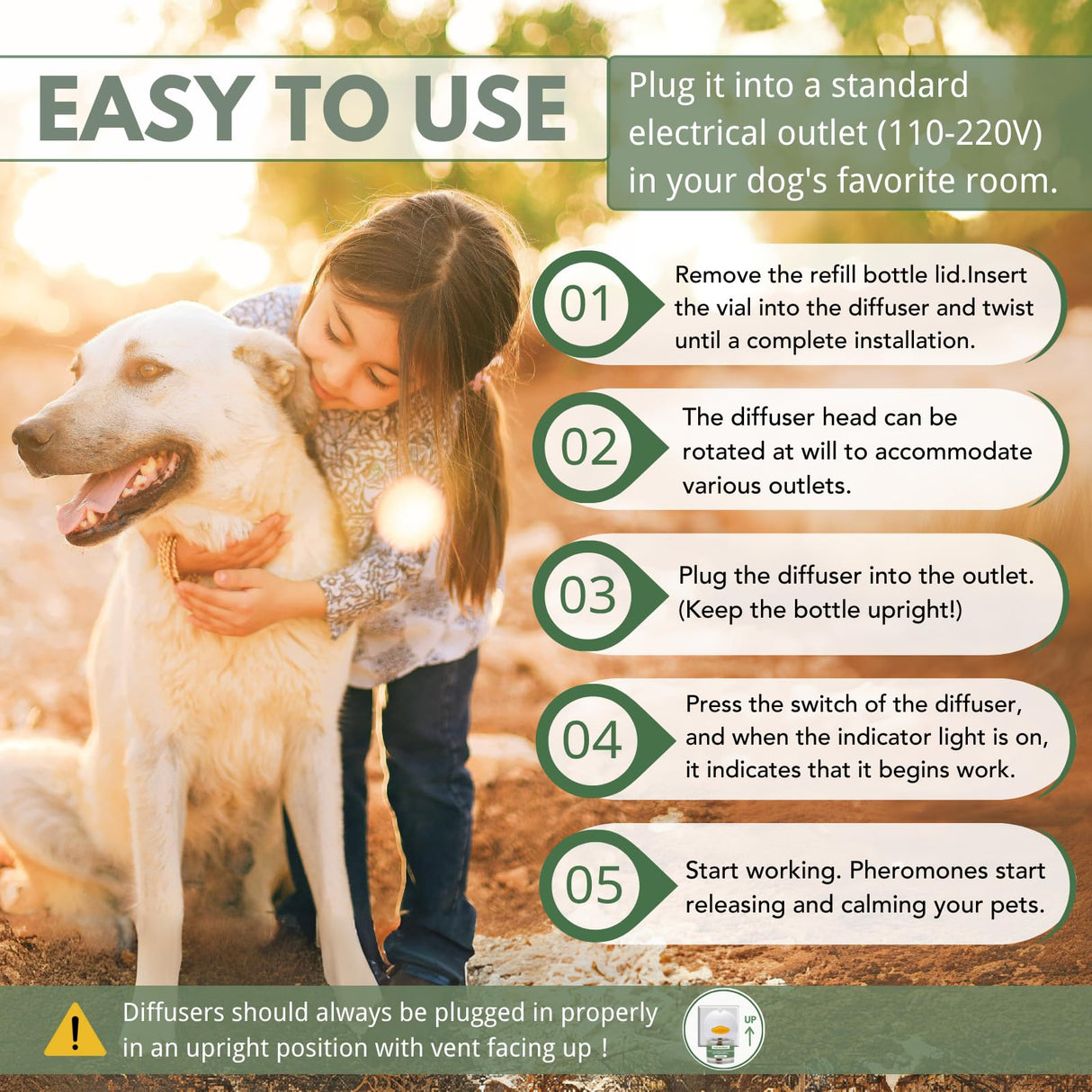 8-in-1 Calming Diffuser for Dog – Pheromone-Based Dog Anxiety Relief, 2 Plug-Ins & 6 Refills for 180-Day Stress Support – Helps Promote Calm Behavior, Safe & Non-Toxic, Anxiety Relief for Dogs