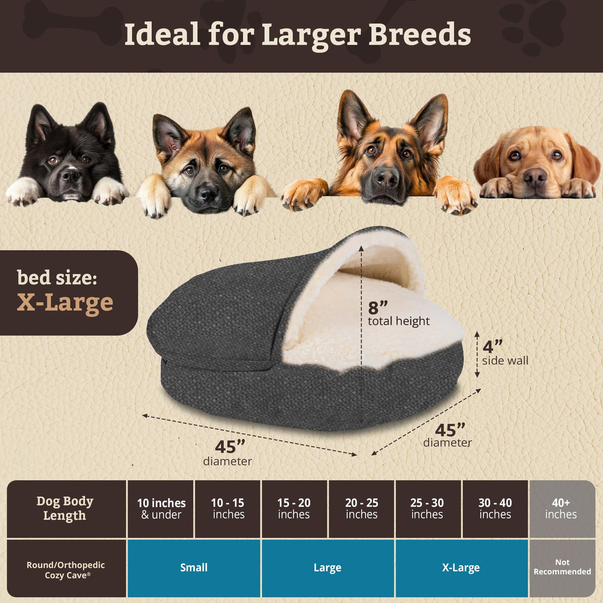 Snoozer Luxury Cozy Cave Pet Bed, Showdog Collection, Extra Large – Merlin Pewter