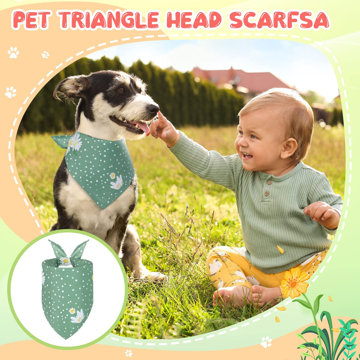 Amylove 50 Pcs Spring Dog Bandanas Bulk Puppy Floral Dog Bibs Holiday Washable Scarf Pets Triangle Head Scarfs Bandanas Pet Costume Outfit(Flower,Small)