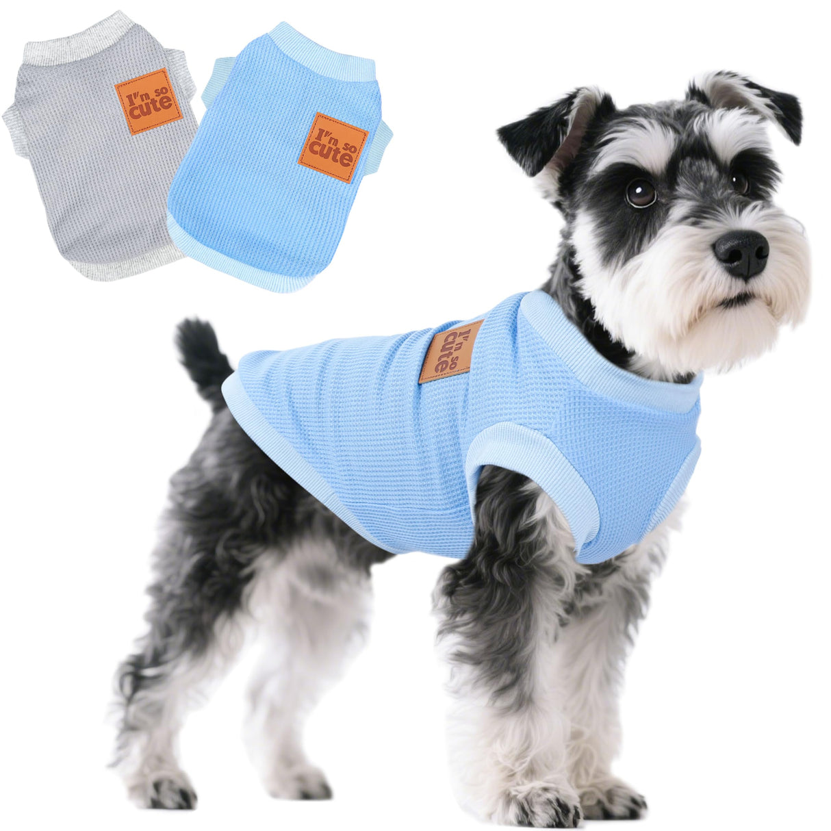 2 Pack Dog Shirt Vest Dog Clothes for Small Dogs Summer Waffle Puppy T-Shirts Soft Sleeveless Pet Clothes Lightweight Medium Large Doggy Outfit Cat Clothing (Blue+Grey, XX-Large)