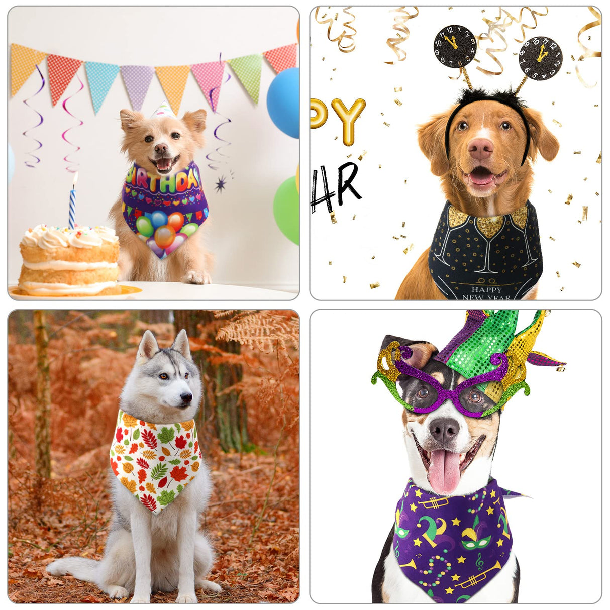 50 Pieces Holidays Dog Bandanas Patriotic Valentine‘s Day Birthday New Year Mardi Gras St. Patrick's Day Easter Summer Pets Bibs Large Dog for Small Medium Large Dogs Pets Cats