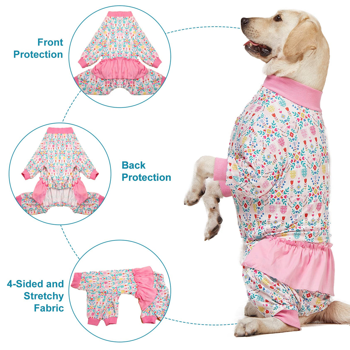 LovinPet Big Dog Pajamas, Space and Snow Print, Sound Care, Post Surgery Shirt, UV Protection, Pet Anxiety Relief Onesie, Large Breed Dog Jammies, Pet Pajamas for Dogs, 2XL