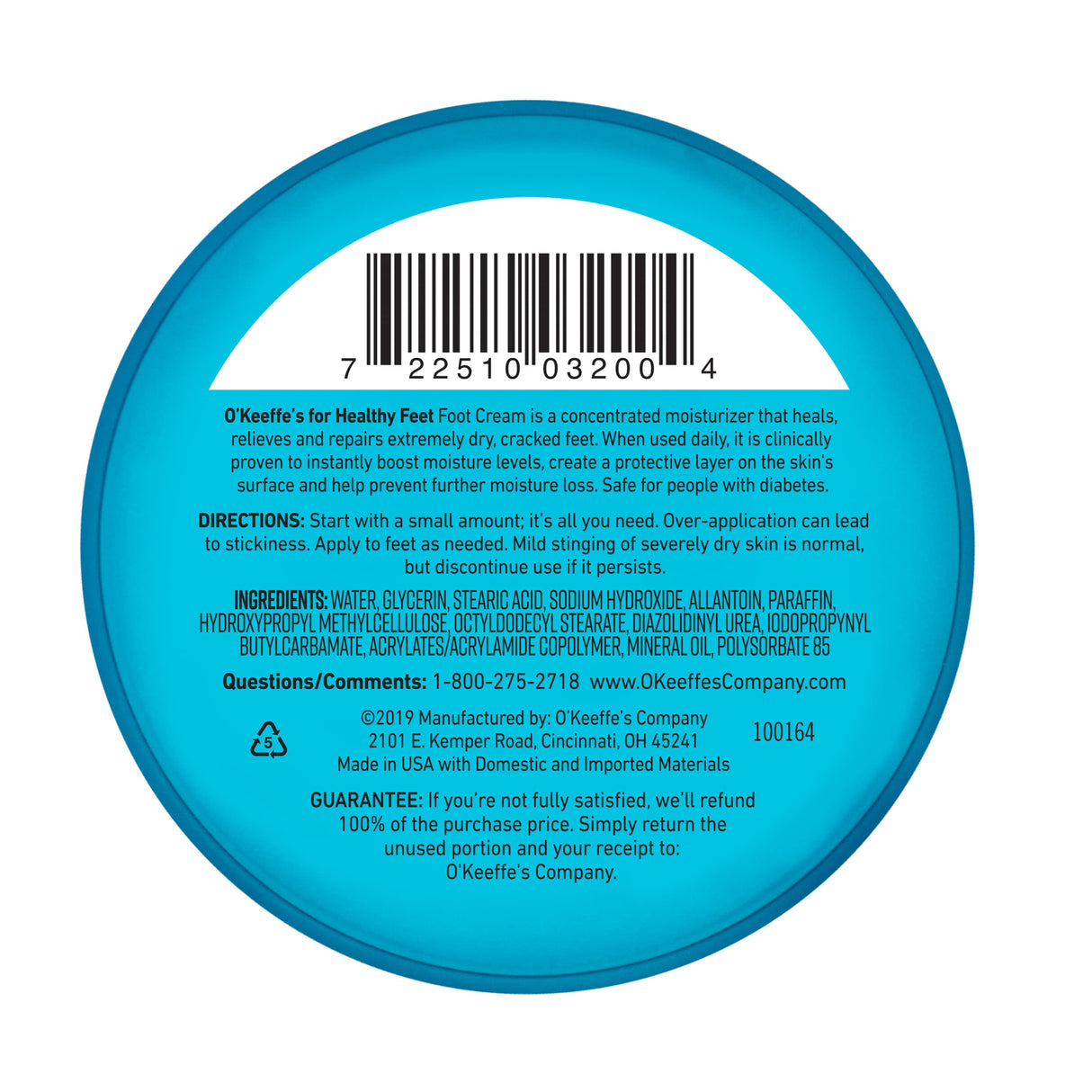 O'Keeffe's for Healthy Feet Foot Cream, Guaranteed Relief for Extremely Dry, Cracked Feet, Instantly Boosts Moisture Levels, 3.2 Ounce Jar, (Pack of 12)