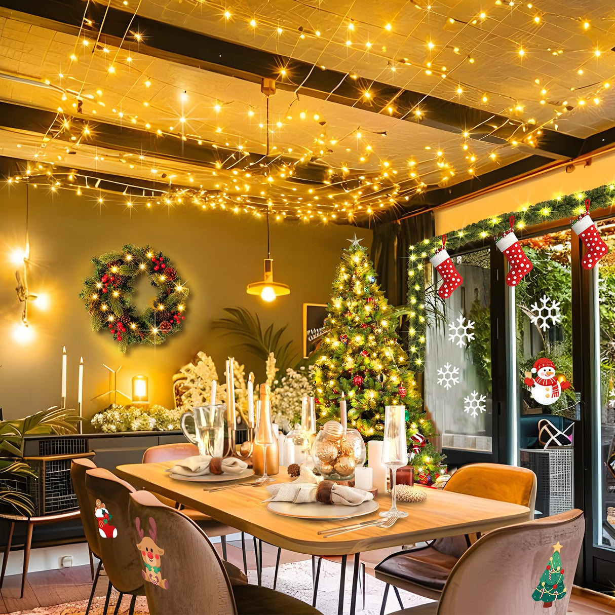 KNONEW 197FT 500 LED Christmas Lights Outdoor String Lights 8 Modes & Memory Fairy Light Plug in Waterproof LED String Lights for Xmas Yard Tree Wedding Party Holiday Decorations (Warm White)