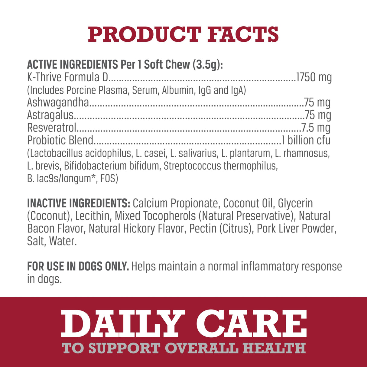 WINPRO Pet Daily Care Chews for Dogs, 60 Soft Chews, Plasma Powered, Grain Free Supplement for Dogs with Probiotics to Support A Healthy Immune System