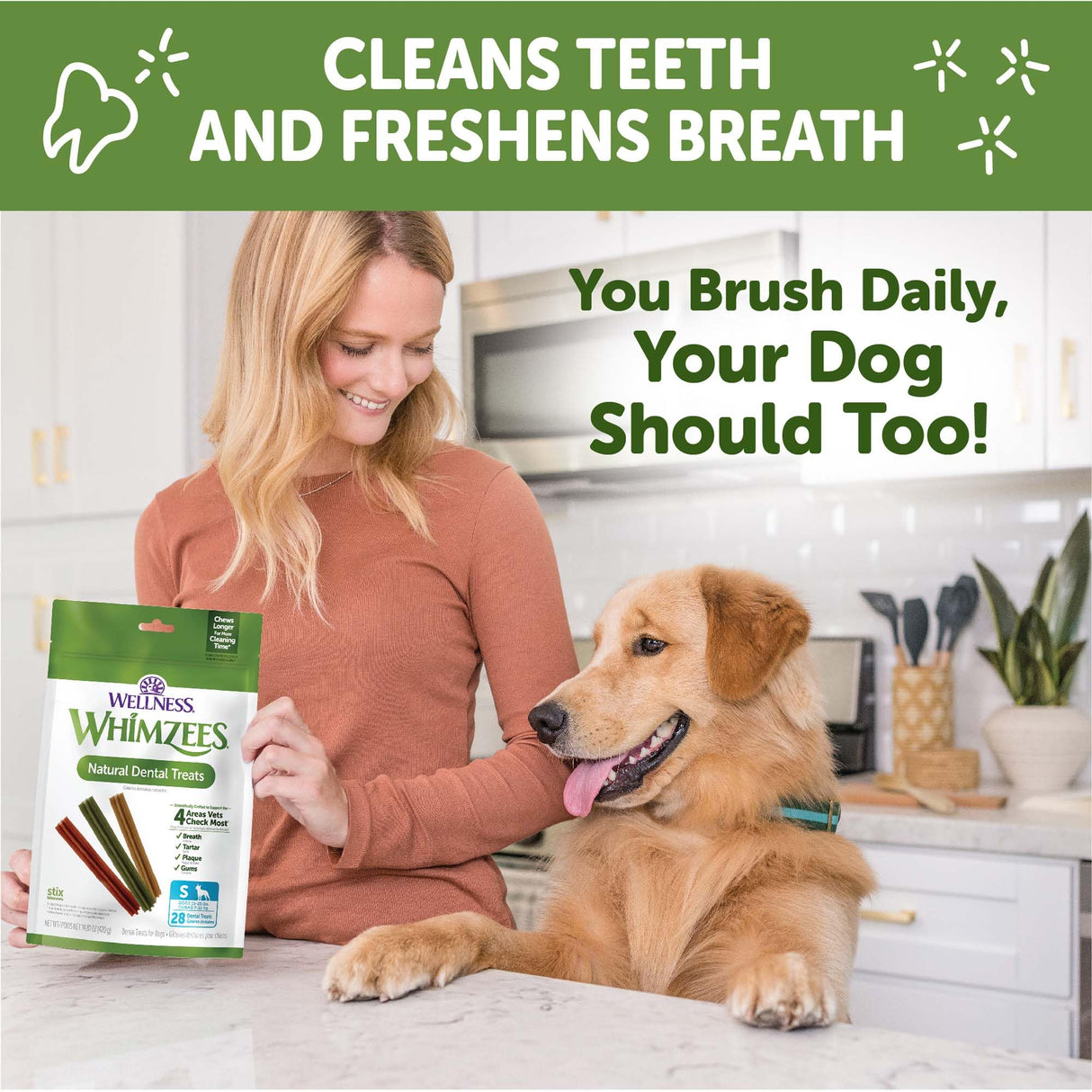 Whimzees Wellness Stix Dog Dental Treats, Natural Chews, Small Size Stick, (28 Count)